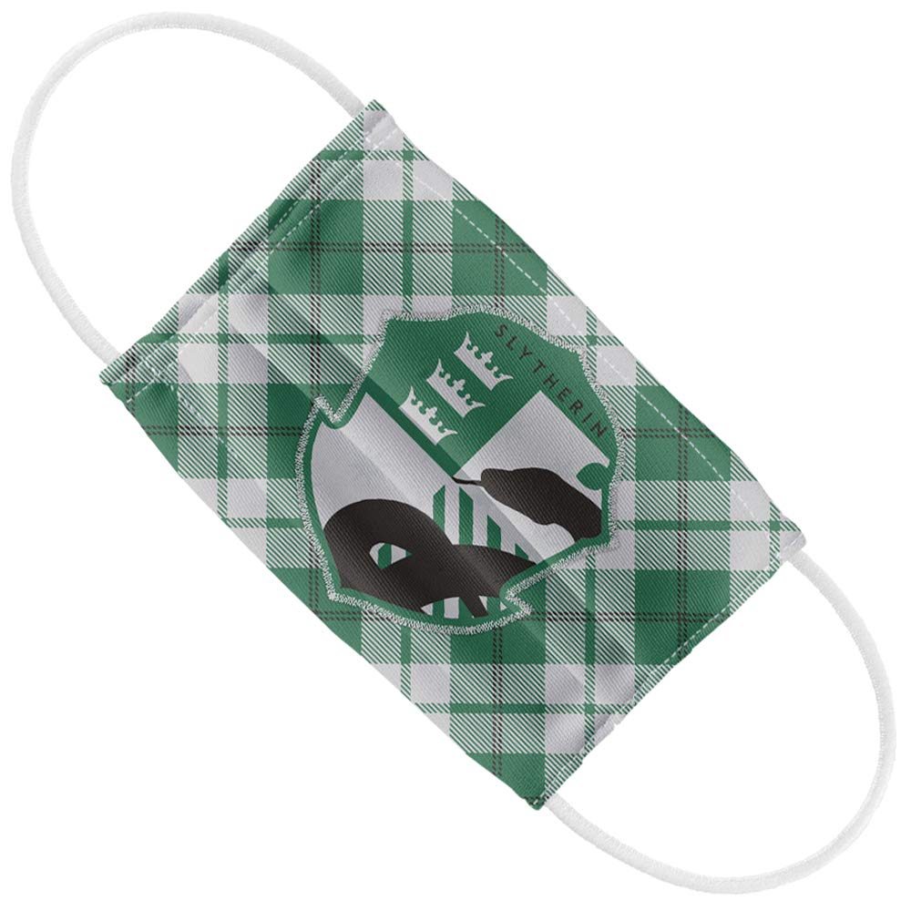 Popfunk Harry Potter Kids Slytherin Plaid Logo 1-Ply Reusable Face Mask Covering with Adjustable Nose Wire