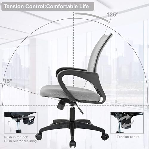 Miniatura 7 de BestOffice | Ergonomic Office Chair | Mid-Back Swivel Desk Chair | Breathable Backrest & Lumbar Support | Adjustable Height | Sponge Seat | Rolling