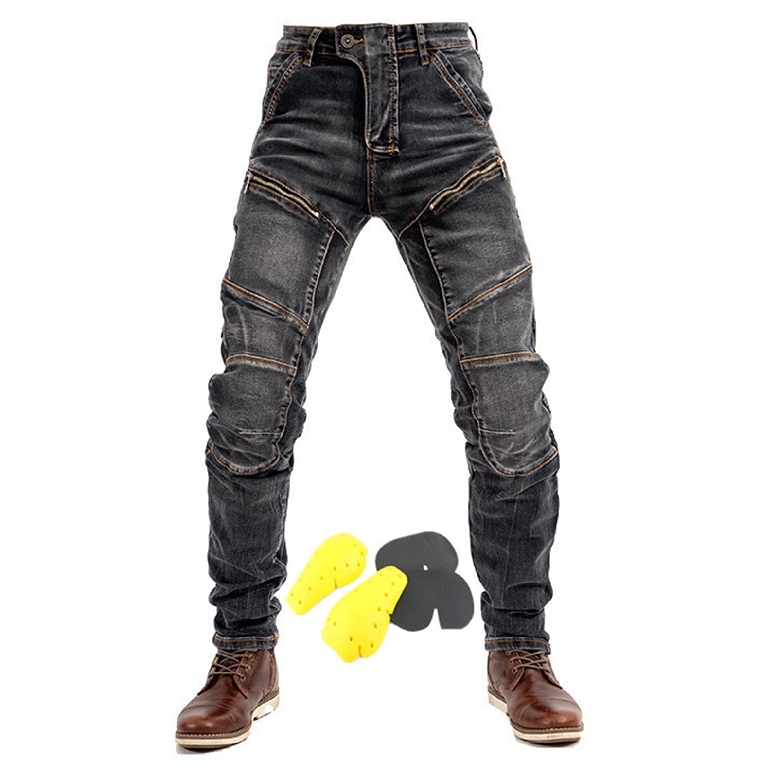 LOMENG Pantalon de moto pour motocross, cyclisme, jeans de sécurité CE