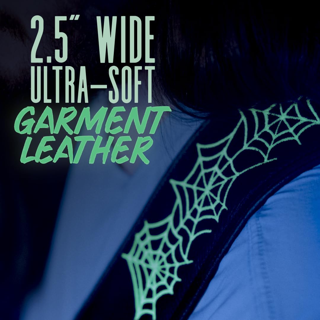 Levy's Leathers Night Life Series - Correa de piel auténtica con bordado que brilla en la oscuridad