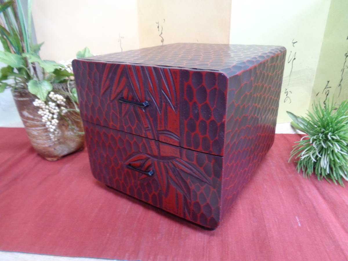 Amazon.co.jp: 鎌倉彫 小物入れ 引出し2段 整理箱 品 : ホーム＆キッチン