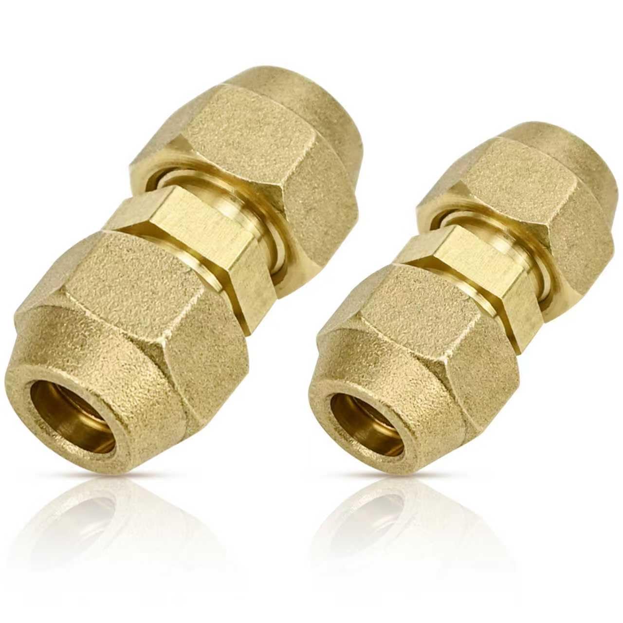 2 Stück Rohrverbinder Set, Kältemittelleitung 1/4 3/8 Doppelnippel Kupferrohrverbinder Rohrverbindungen Klemmringverschraubung Überwurfmutter Rohr Verschraubung Split Klimaanlage Zubehör