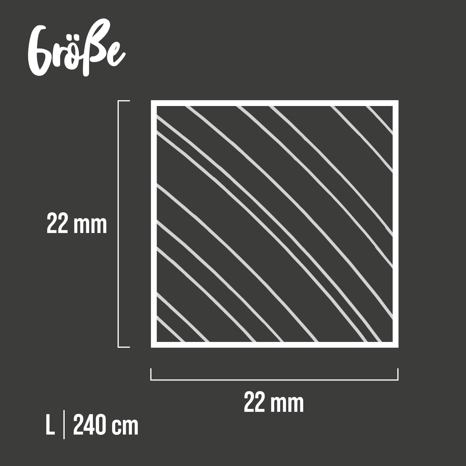 KGM 10x Holzstäbe Quadratleiste Kiefer 22x22 mm, Länge 2400 mm – Massivholz roh Holzleisten Bastelholz für DIY & Modellbau