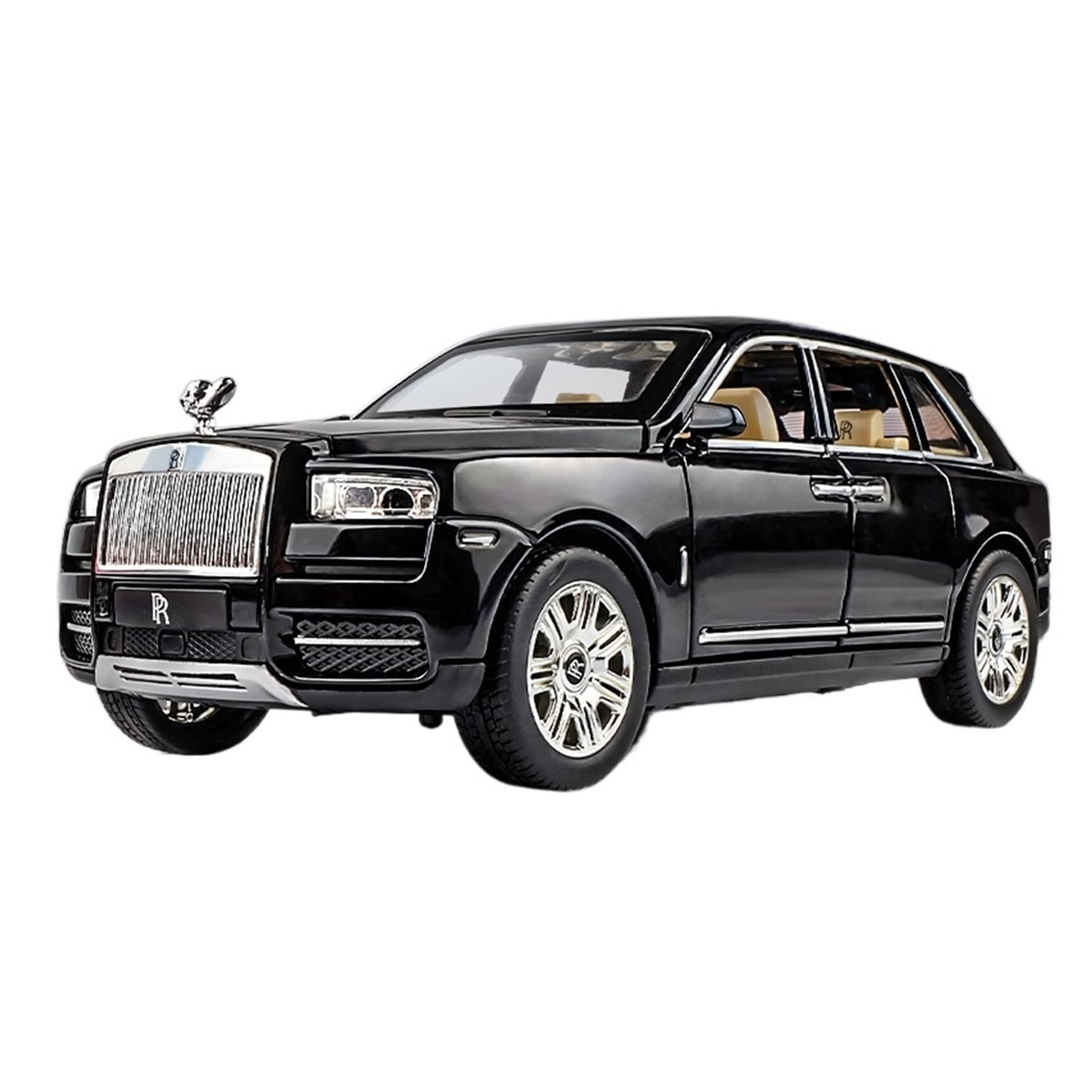 Veicoli a Motore in Scala 1/24 per Rolls Royce Cullinan SUV Simulazione Modello di Auto in Lega Pressofuso Tirare Indietro Veicoli Regali Modello di Auto Replica(Black)