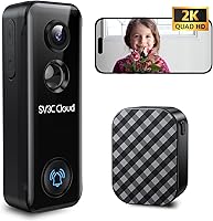Vista 1 de Timbre de puerta 2K Timbre inalámbrico de video con timbre de timbre, sin tarifas mensuales, detección PIR, audio de 2 vías, cambiador de voz, IP65