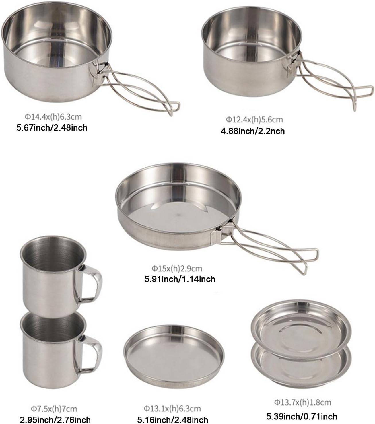 8 Pieces Camping Cookware Mess Kit for Outdoor Sports
