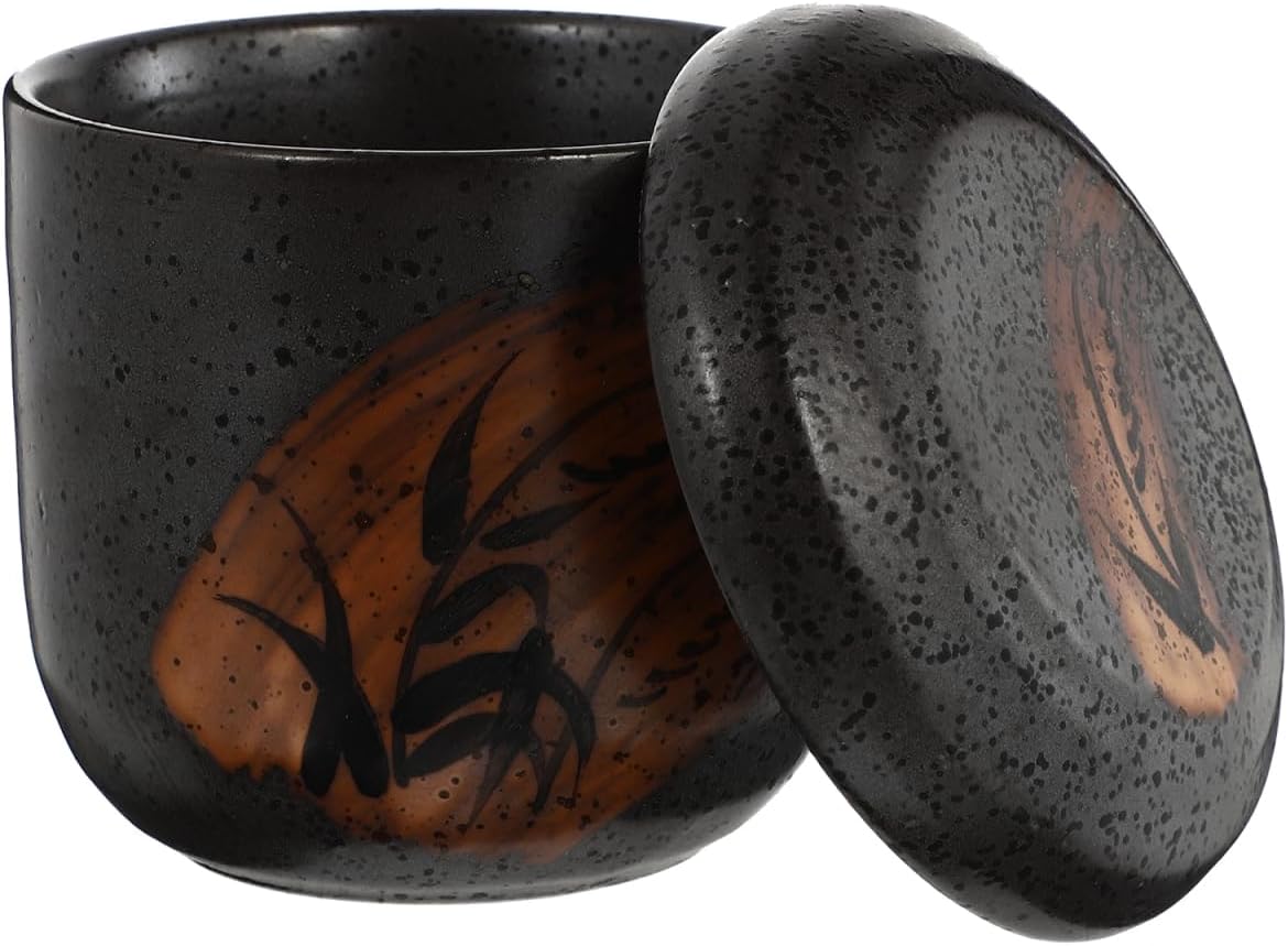 Hemoton Japanese Ceramic Soup Bowl with Lid 2-Piece Set 3.12 Inch Stew Pot for Egg Custard Chawanmushi Miso Soup Serving Dish Ideal for Kitchen and Dining