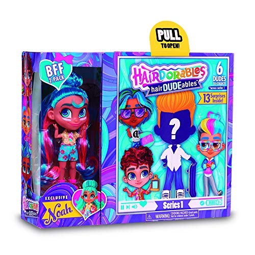 Hairdorables, HairDUDEables, Pack 2 Poupées BFF Surprise (FIlle + Garçon), 13 Surprises, Modèles Aléatoires à Collectionner, Jouet pour Enfants dès 3 Ans, HAA06