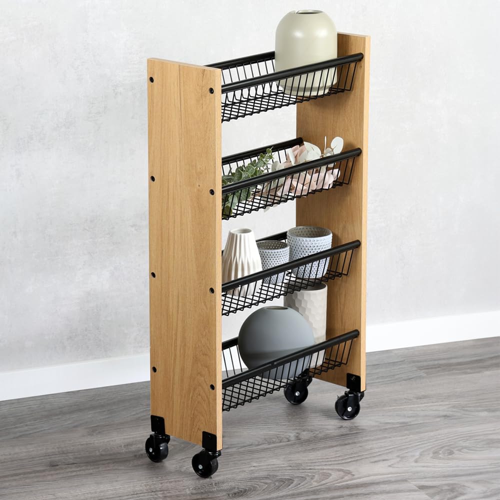 Kesper Carrello con ruote, 4 ripiani, 45 x 17 x 77 cm, 2784313