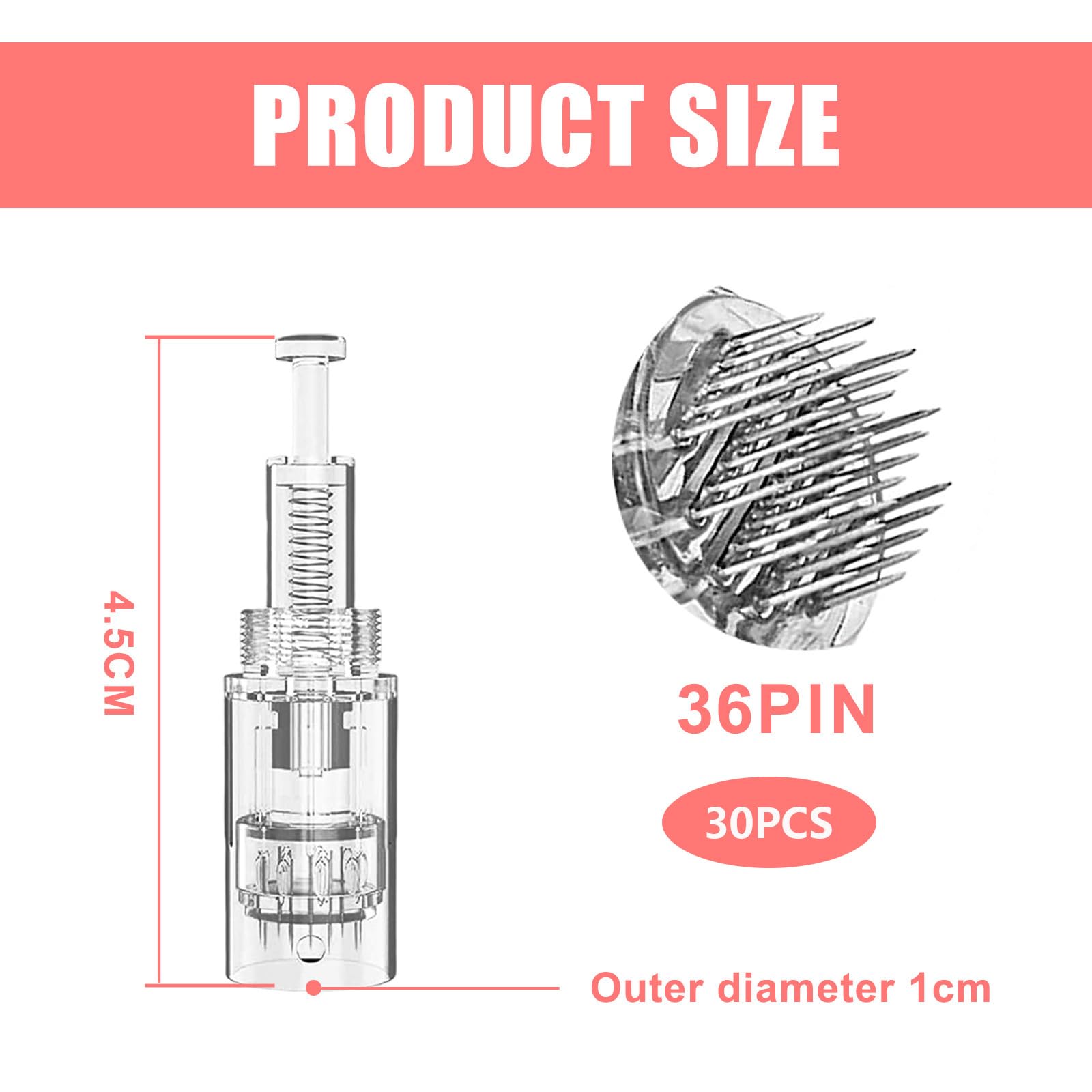 30 Stücke Microneedling Nadeln 36 Pins Ersatz Derma Pen Mikronadel Microneedling Ersatz Nadelpatronen Micro Nano Nadeln Kartuschen Ersatzteile Dermapen Microneedling Gerät Ersatznadeln Needle Patrone