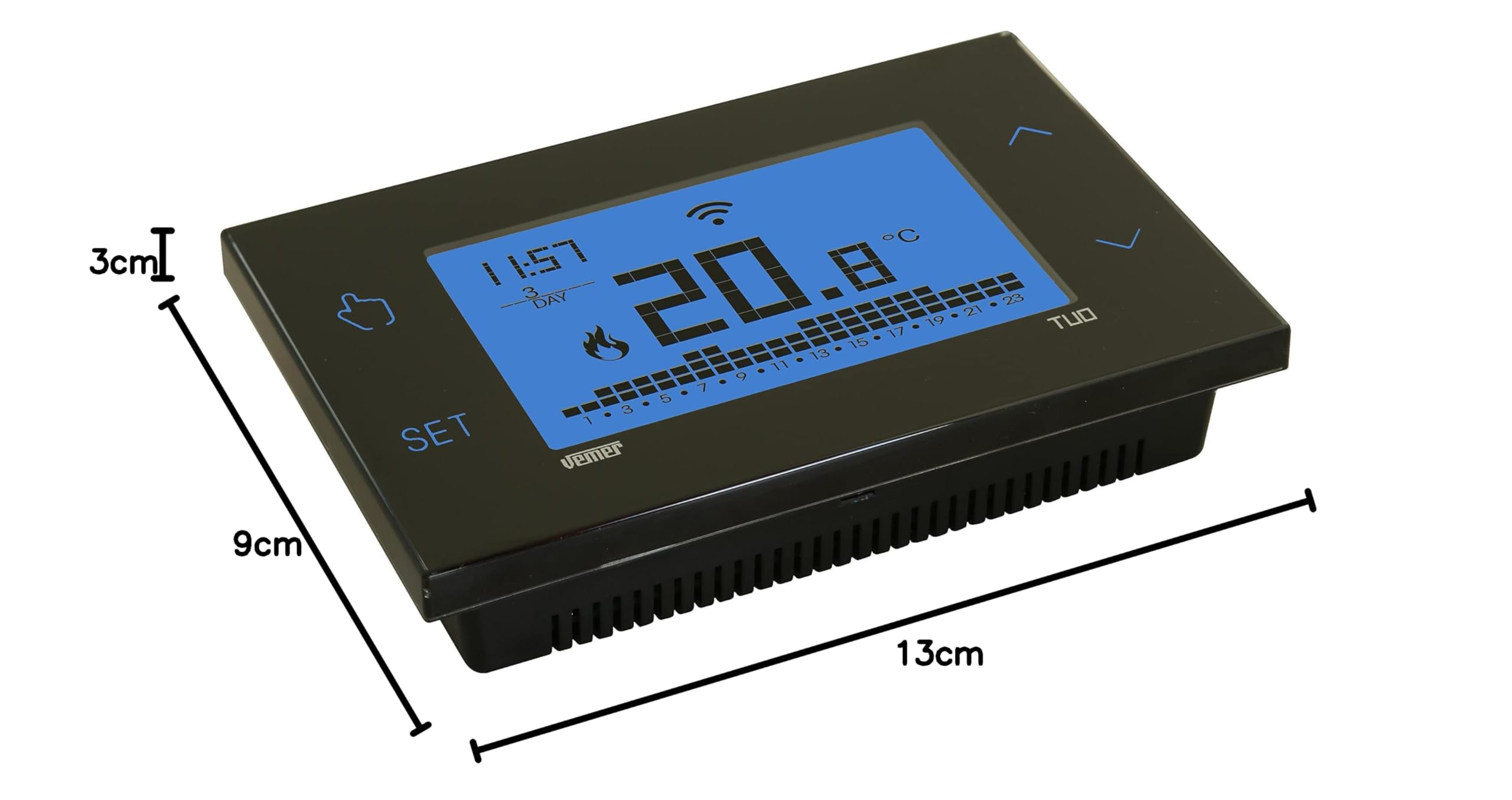 VEMER VE788700 TUO WiFi Batterie - Thermostat Connecté WiFi Intelligent, Contrôlable avec APP iOS et Android, Alimentation par Piles, Noir