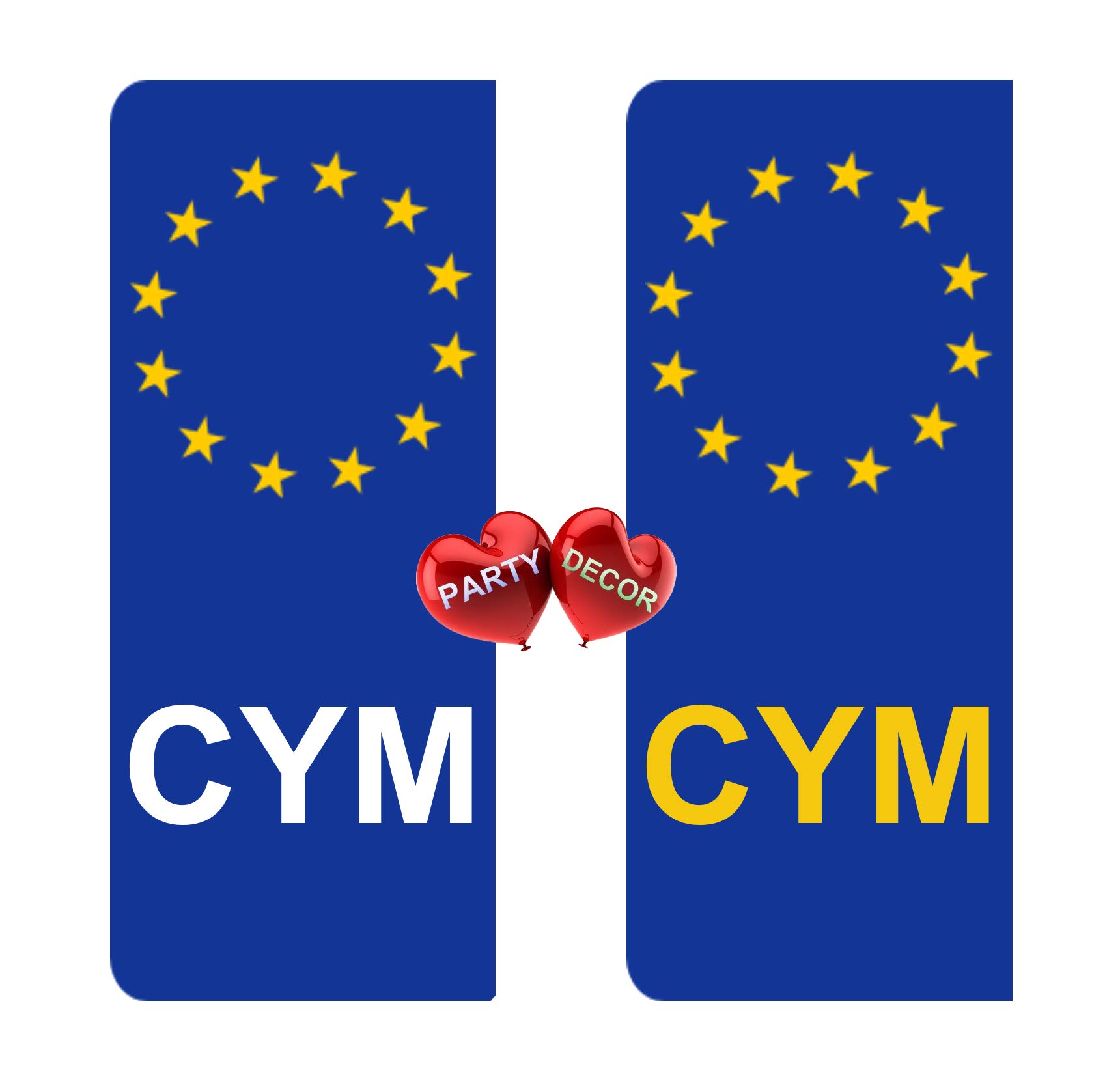 Party_decor Number Plate Vinyl Stickers Wales United Kingdom - Eu Flag - Cym - 2 X Set Of 2 By Party Decor