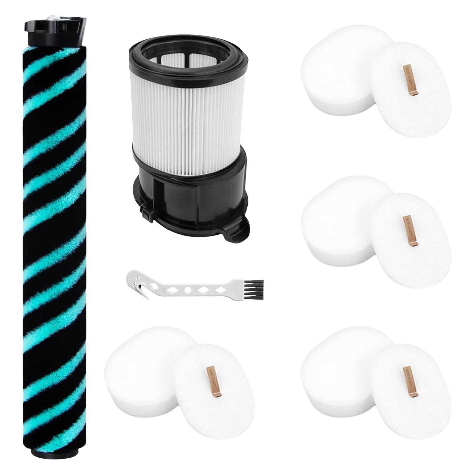Filter Roller Brush Accessories for Shark IP1251UKT IP1251UK IP1251 PowerDetect DuoClean Detect Anti-Hair Wrap Plus Lightweight Cordless Vacuum Cleaner Replacement Parts (7 Pack)