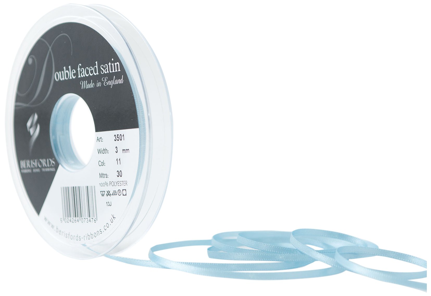Berisfords Satinband – Doppelseitig, Waldgrün, 3 Mm Breit, 30 M Lang – Für Geschenke & Basteln