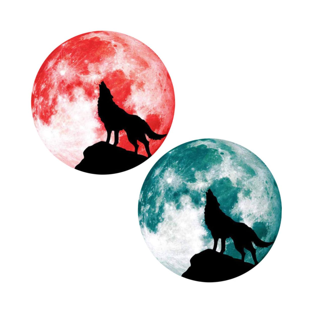 Autocollants muraux luminaires loup et lune sticker phosphorescent chambre enfant 6pcs