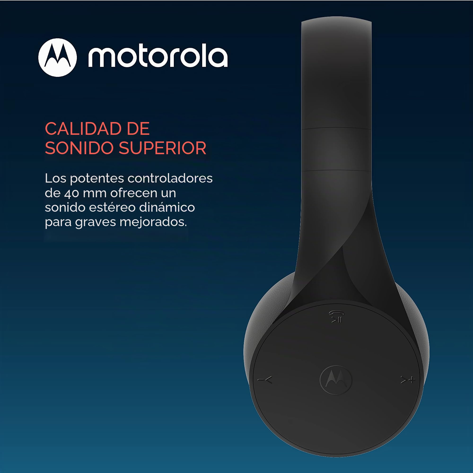 Motorola Sound MOTO XT500 / Escape - Auriculares Bluetooth 15hrs. - Tecnología multipunto - Plegable - Compatible con Siri y Google Assistant - Negro