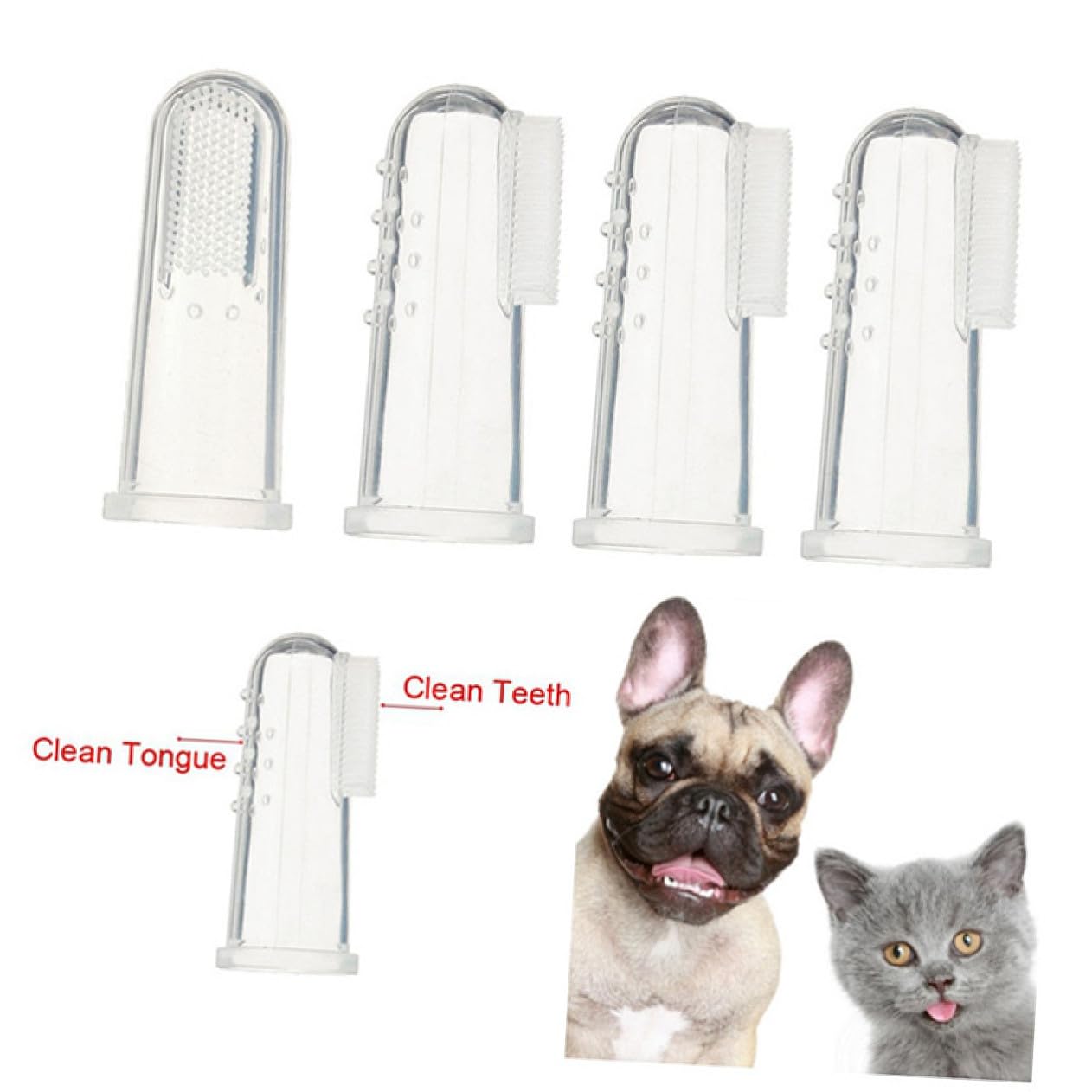 Toddmomy Lot de 4 Brosses à Dents en Silicone pour Chiens et Brosse à Dents Douce pour Animaux de Compagnie pour Petits et Grands Chiens