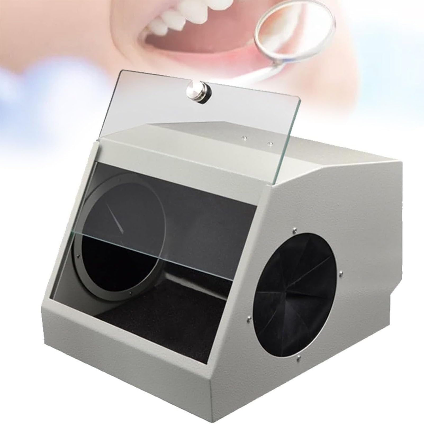 Contenitore per la polvere da laboratorio odontotecnico, raccoglitore di polvere odontoiatrica con dispositivo di aspirazione e filtraggio dell'aria, doppio sistema di scarico, nessuna ombra, grande