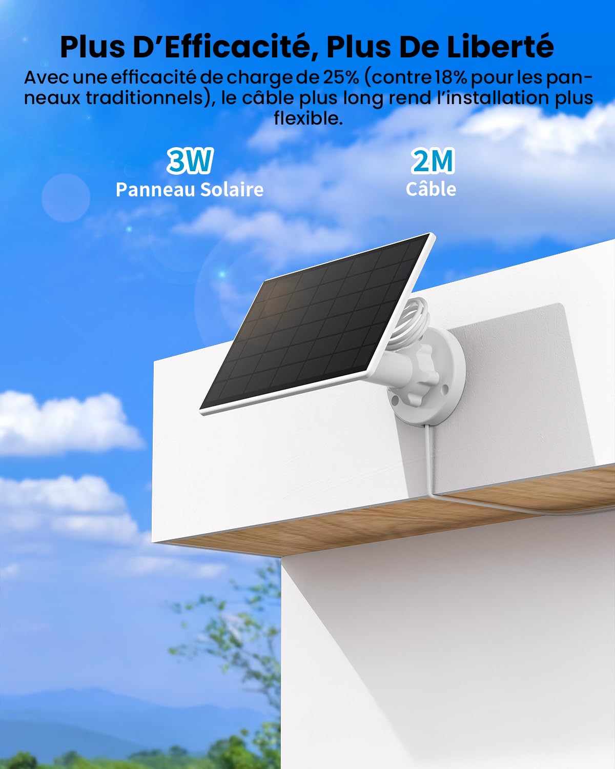ieGeek Panneau Solaire Compatible avec Toutes les Caméras de Surveillance WiFi sur Batterie, Connecteur Type-C, Support Orientable à 360°, Étanche IP66, Incluant ieGeek ZS-GX3S, ZY-C2, S1, S5, etc.