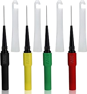 Piercing Clip Test Probe, 0.7mm Test Probe Pins, Non-Destructive Insulation Wire Piercing Needle, Piercing Probes Set for Banana Socket Plug Car Tester (4 Pcs)