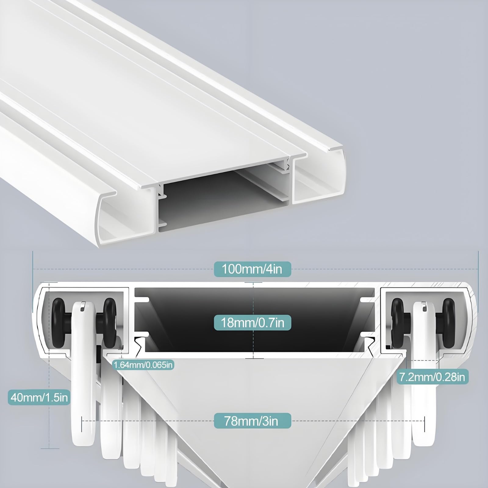 Dwurzędowy system szyn sufitowych, 3.3ft - 19.7ft Adjuble Heavy Du Rail System do salonu i sypialni, ścianka działowa, czarna, 1-6 m, wysuwany uchwyt sufitowy