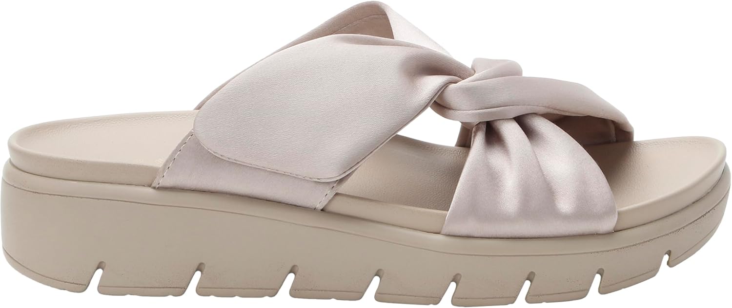 Alegria Women Rylie Vegan Leather Lightweight Platform Satin Scarf Tie Slide Sandal