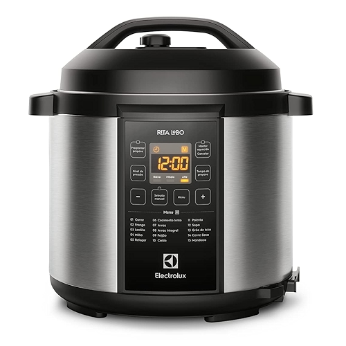 Panela pressão elétrica Electrolux digital capacidade 6L silenciosa segura 10 travas segur... Panela pressão elétrica Electrolux digital capacidade 6L silenciosa segura 10 travas segur...