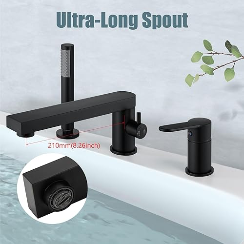 Miniatura 2 de Aolemi Grifo de bañera romano generalizado de una sola manija, juego de grifos de bañera de baño modernos para montaje en cubierta, llenado de