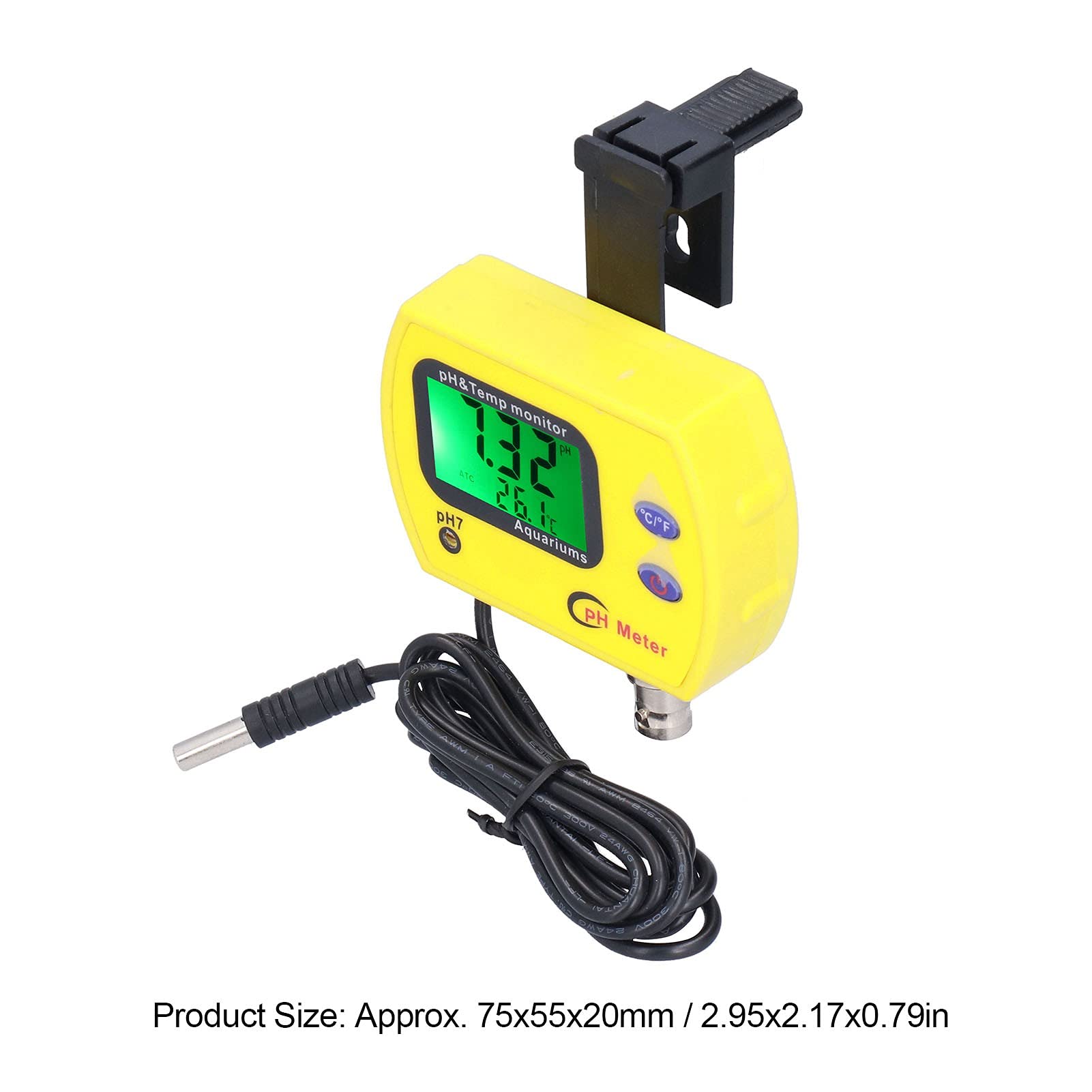 Tester PH con Sonda Sostituibile, Kit Test PH Acquario per Piscine Idroponiche, ℃/F 0-14,00 PH Kit di Monitoraggio della qualità dell'Acqua Dell'acquario(EU Plug 220V)
