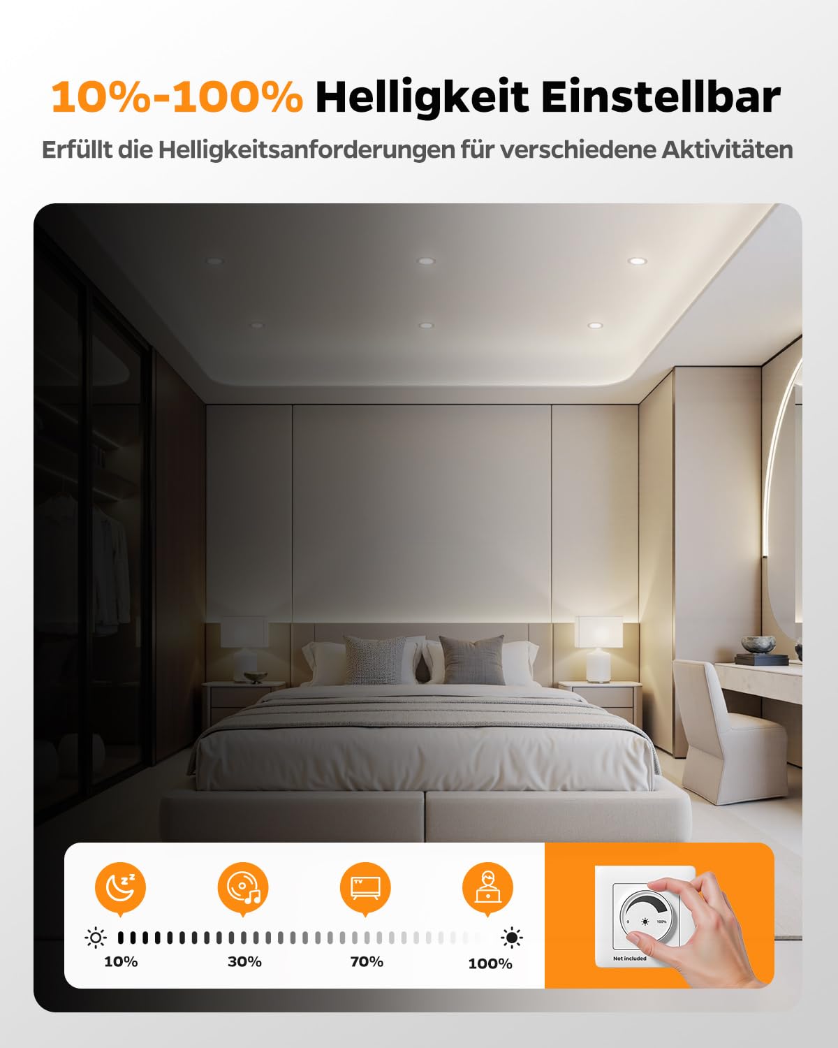 LED Einbaustrahler 230V Dimmbar, 4W LED Spots 68mm 4000K Neutralweiß, 25mm Ultra Flach Deckenspots, IP44 Spots Deckenleuchte Einbauleuchten für Badezimmer Küche Wohnzimmer, 12er Set