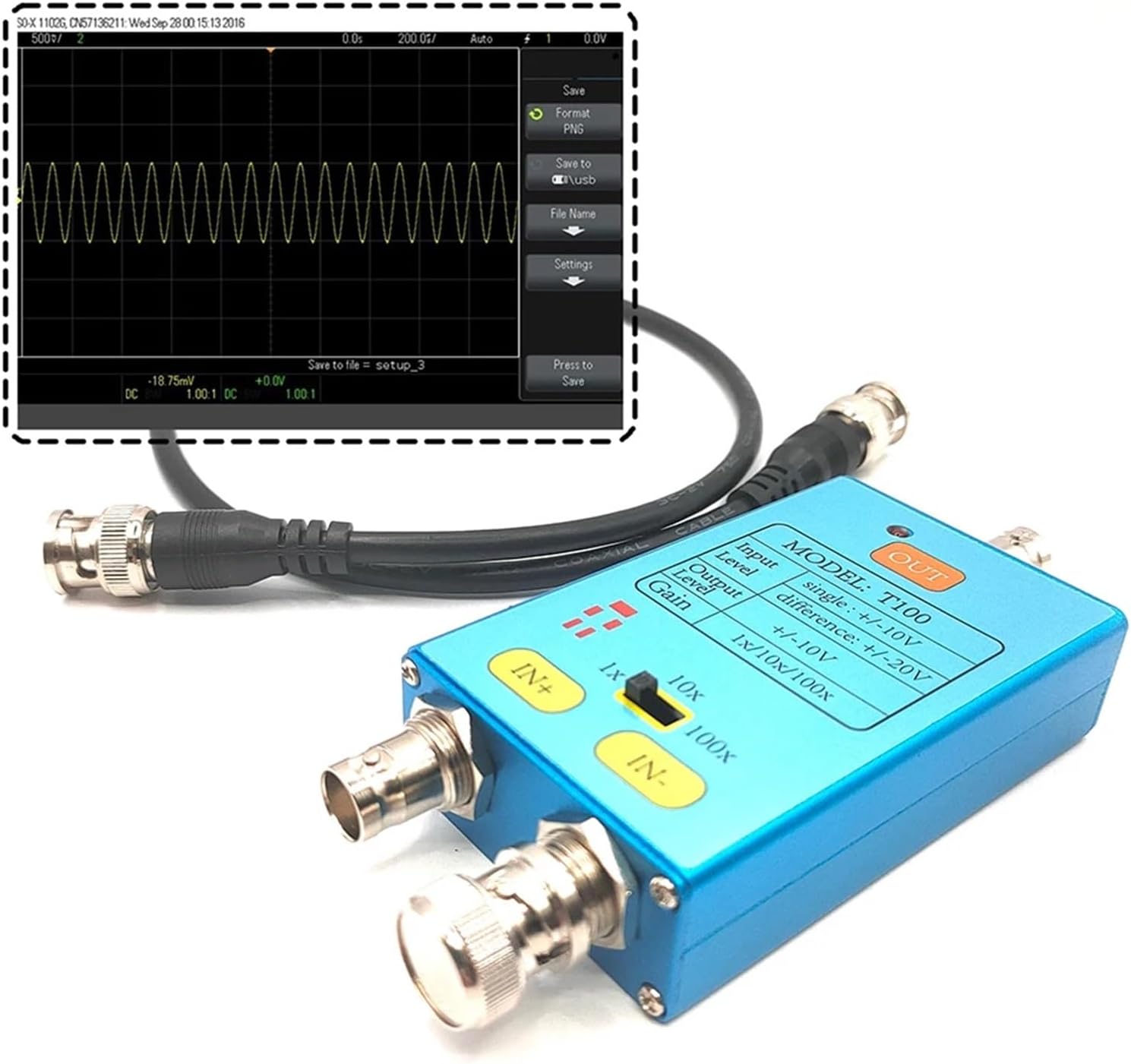 1x/10x/100x Oscilloscope 10M Bandwidth Differential Probe DDS Gain Split Probe Signal Amplifier for Electrical Signal Measuremen