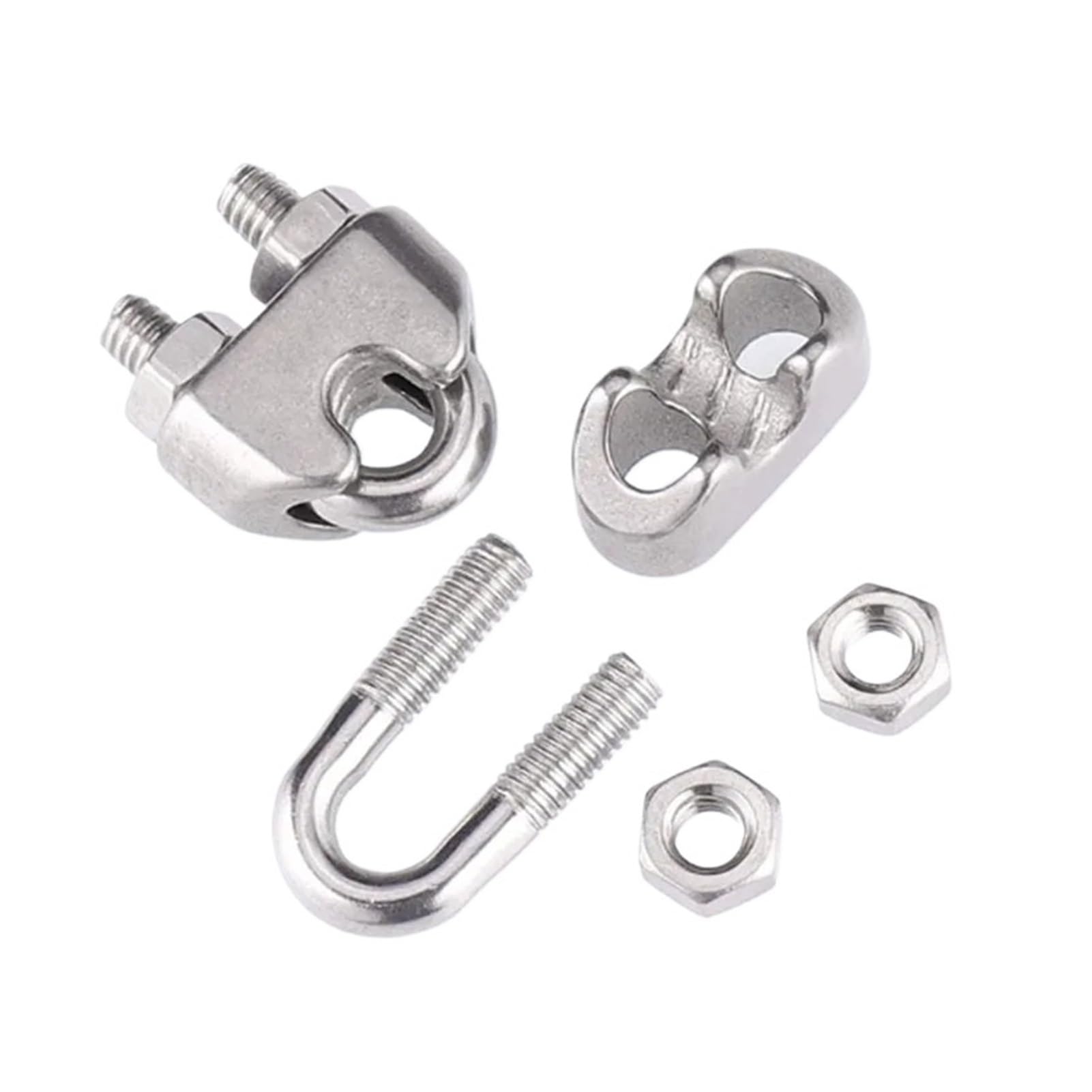 Morsetto per Cavi in Acciaio Morsetto for Fune M2-M10, 10 Pezzi, bulloni a U in Acciaio Inossidabile, Sella for Cavo Antiscivolo(M6-10pcs)