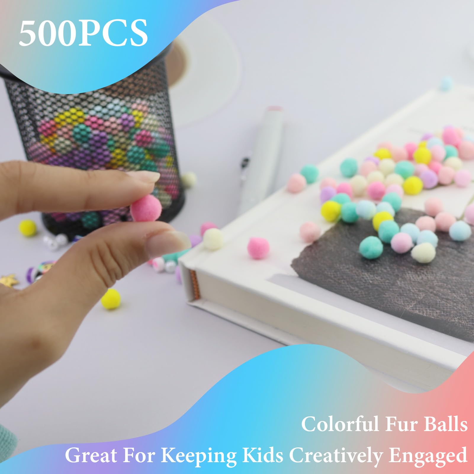 500 Pompon Colorati Da 10mm - Palline Morbide Per Decorazioni E Lavoretti Creativi - Foto 2