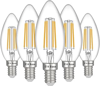 E14 LED Bulb Dimmable, 40W Equivalent, Filament Clear Glass, 4W 400LM, Soft White 2700K, E14 European Base Light Bulbs, Pack of 5