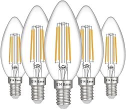 Maelsrlg E14 LED Bulb Dimmable, 40W Equivalent, Filament Clear Glass, 4W 400LM, Soft White 2700K, E14 European Base Light Bulbs, Pack of 5
