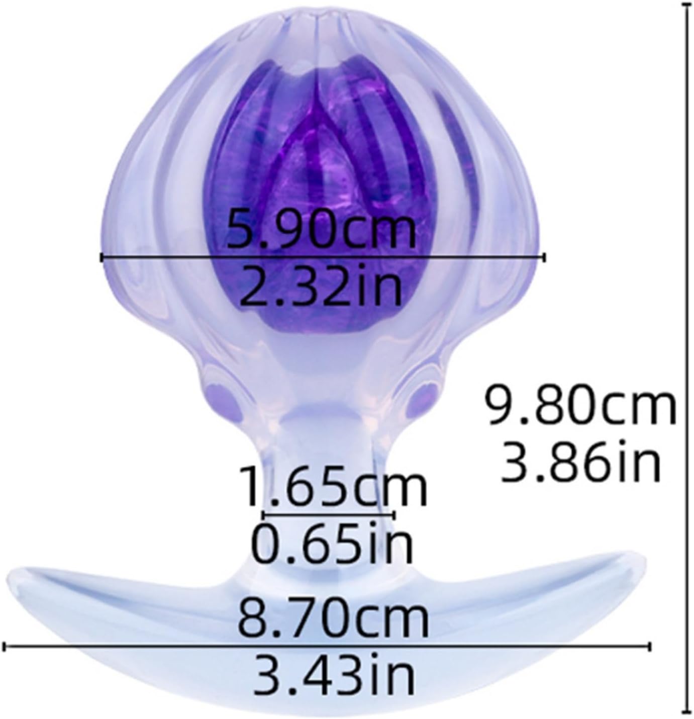 Curved Based Anal Training Plug, Transparent Jelly Butt Plug Trainer Set Silicone Anchor Adult Sex Toy - Purple