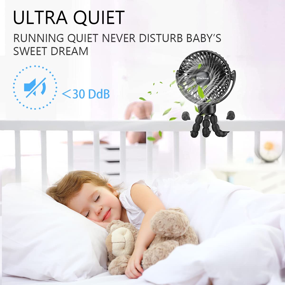 Ventilatore Passeggino Ricaricabile - 5200 MAh Con Treppiede Flessibile