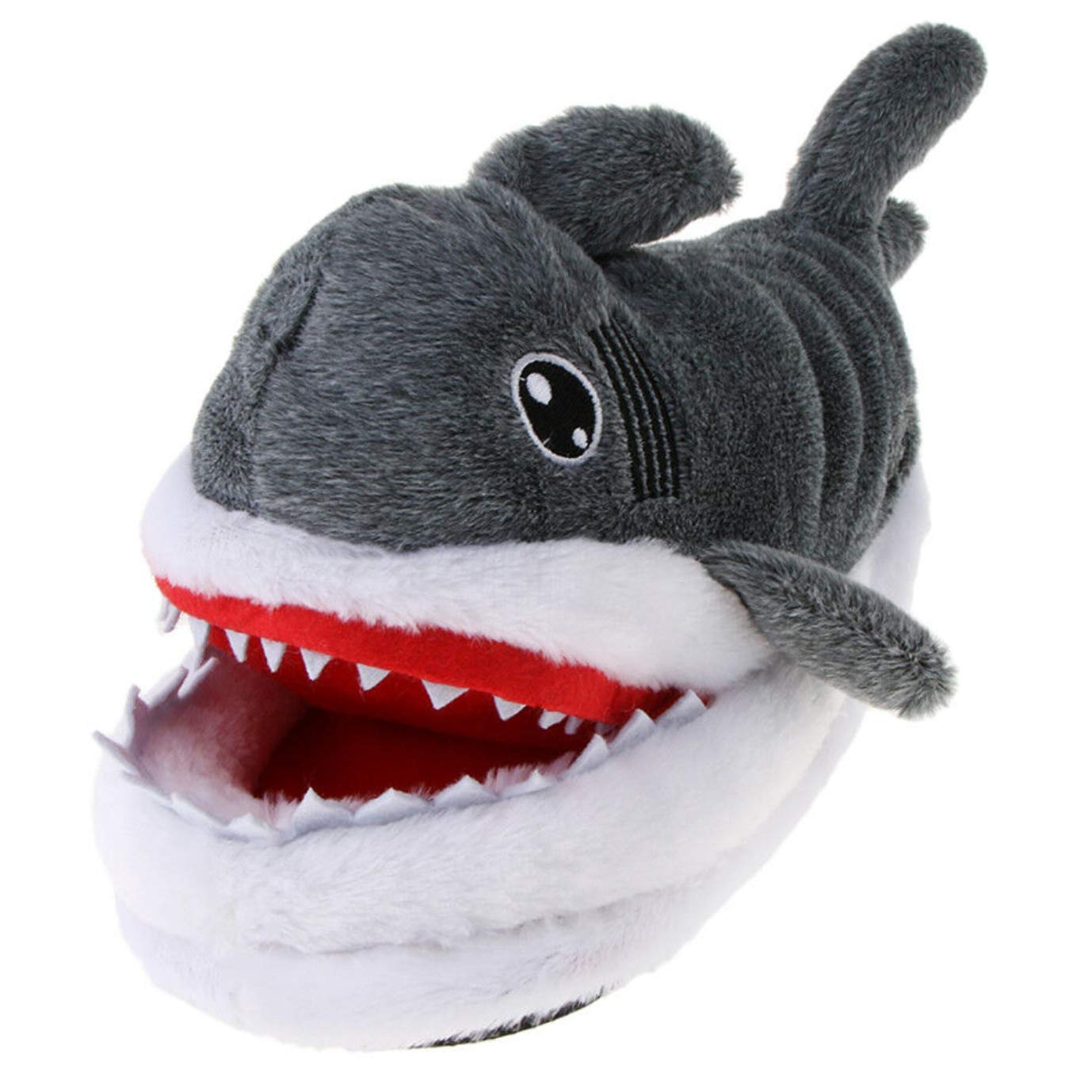 Fun Novelty 3D Plush Slippers - Christmas Large Cute Shark Shape Memory Foam Soft Warm Plush Shoe - Xmas Winter sleepovers, Birthday Gift - Medium