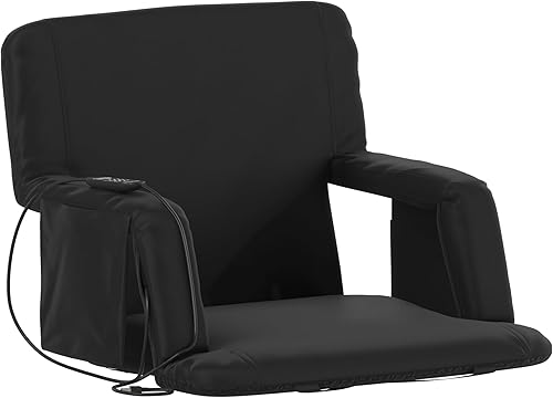 Flash Furniture Malta - Asiento de estadio con calefacción y soporte de respaldo, 6 posiciones reclinables, silla portátil con correas de mochila,