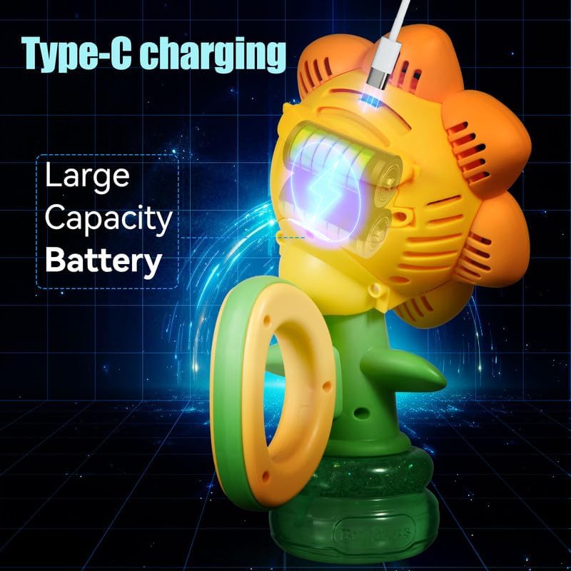 Flower Bubble Toy with Colorful Lighting Handheld 3.12454+Bubbles 0.2215 Modes Fun Swing Blower Blaster Toys FENHONGSE