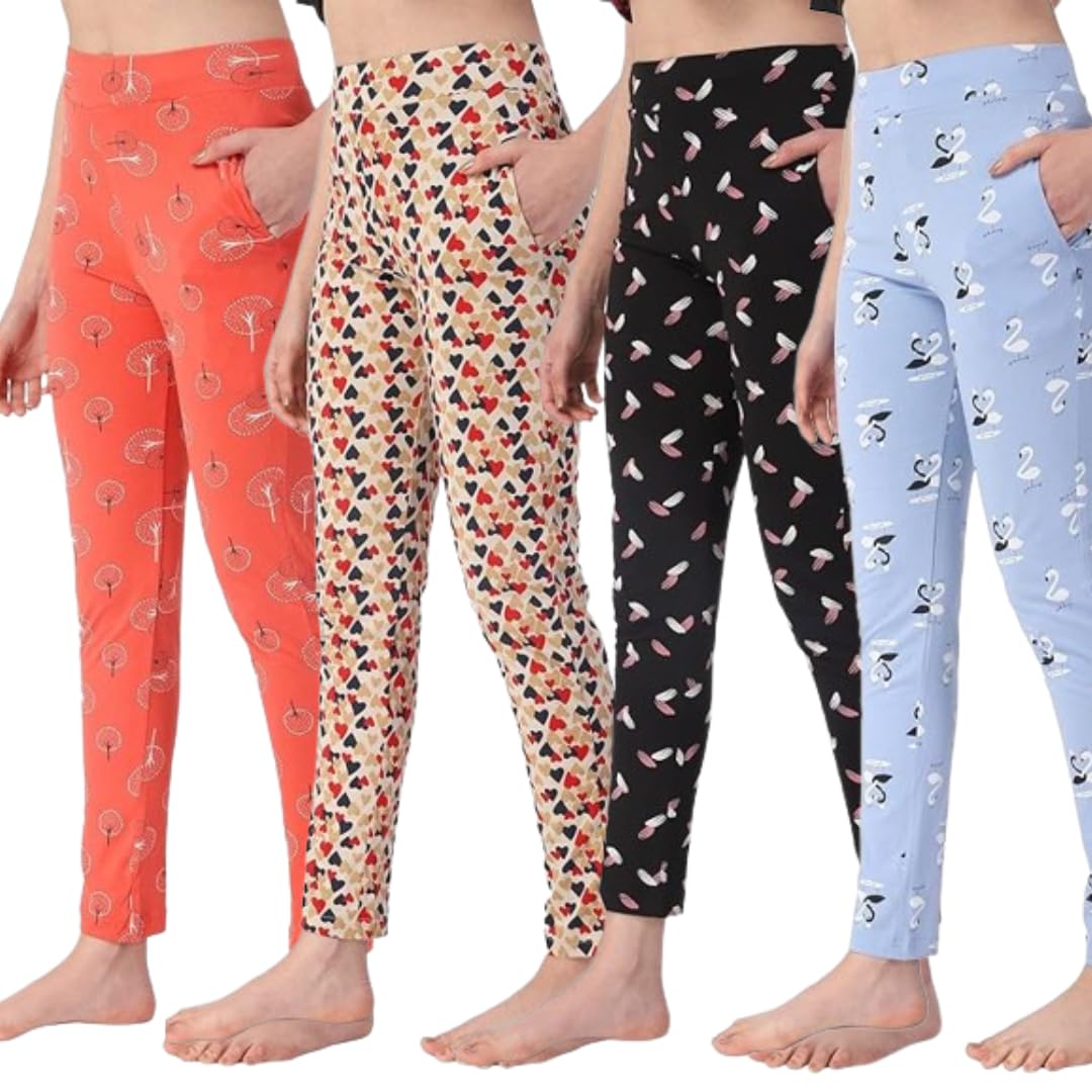 lenam Women's Soft Cotton Printed Pyjamas/Track Pant/Lower/Lounge Wear, Night Wear Pant(Prints May Vary) - Combo Pack-picture-52