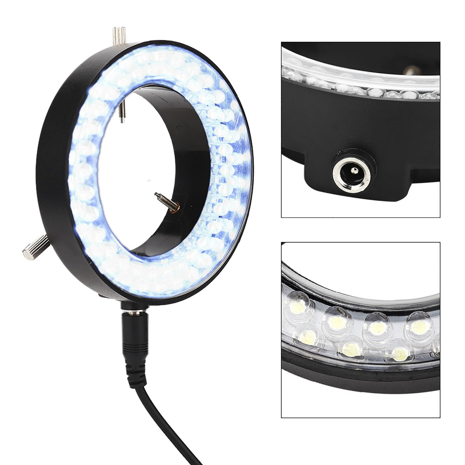 Airshi Microscopio a Luce Anulare LED per Riparazione Gioielli, Plastica, 2x Magnificazione, Alimentato a Cavo