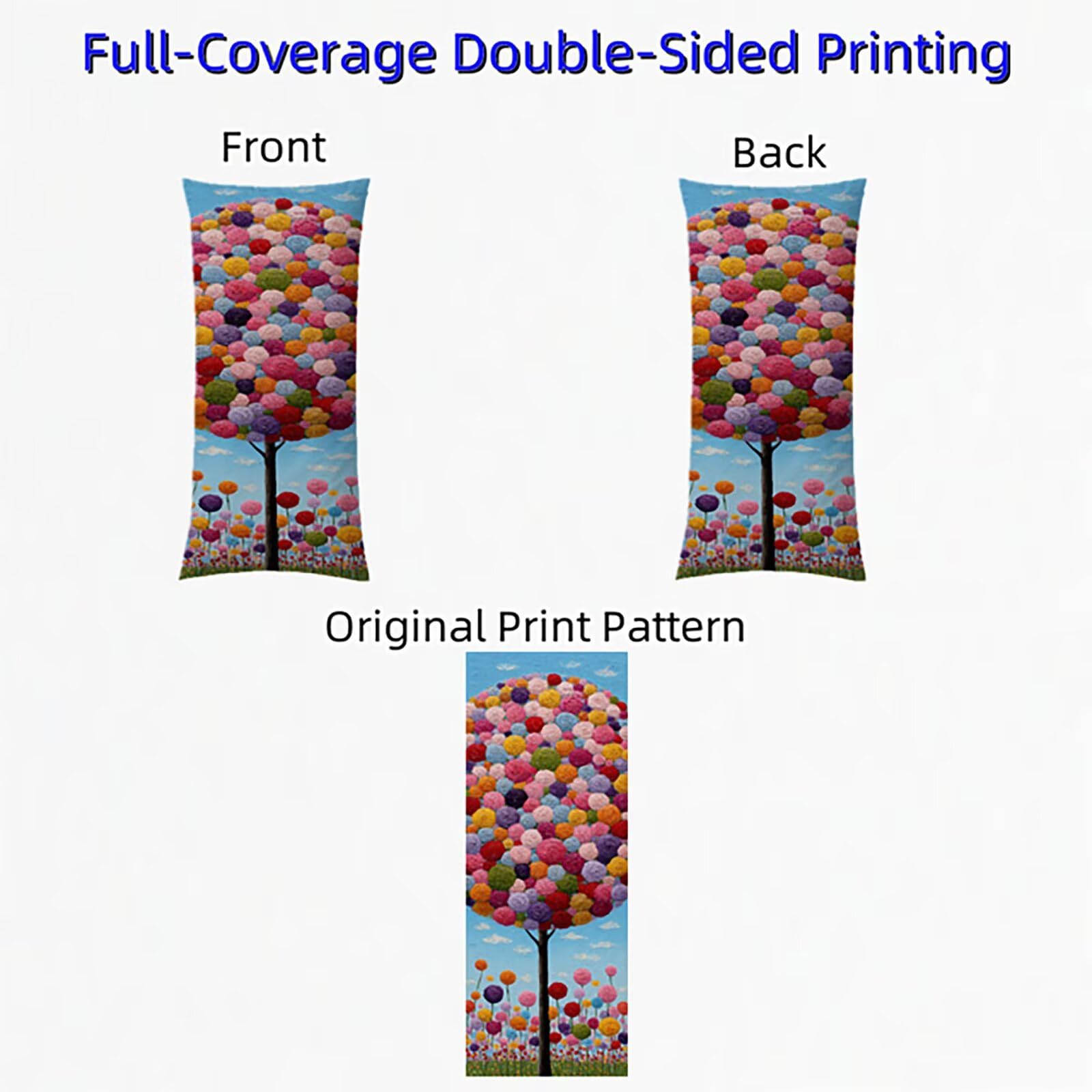 Poduszka do spania na boku, poszewka na poduszkę z drzewem, rozszerzona poszewka na poduszkę 60 x 180 cm, długa poszewka na poduszkę 180 x 60 cm, miękka w dotyku, wygodna, oddychająca, na sofę, łóżko