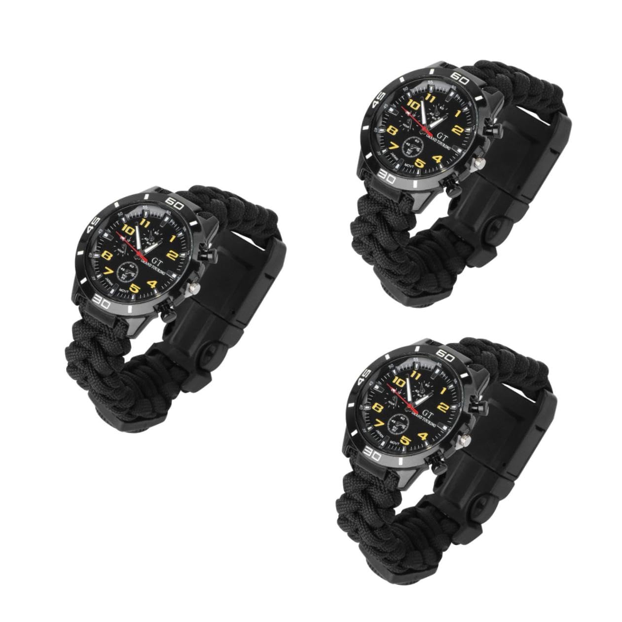 PACKOVE 3 Pezzi 3 1 Orologio Con Cinturino in Cordino Orologio Da Alpinismo 3 in 1 Con Bussola Da Esterno Orologi Da Corsa Della Bussola Cinghia Multifunzione