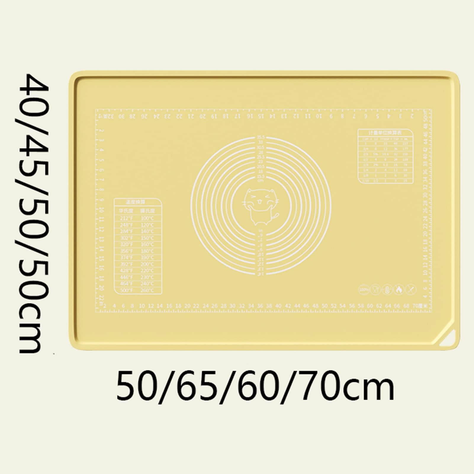 Wandmontierte Backmatte mit Maßen, Silikon-Knetmatte, Thekenmatte, Ofeneinlage, verdickte Kanten, leicht zu reinigen, wiederverwendbar (Color : Green, Size : 50 * 70cm)