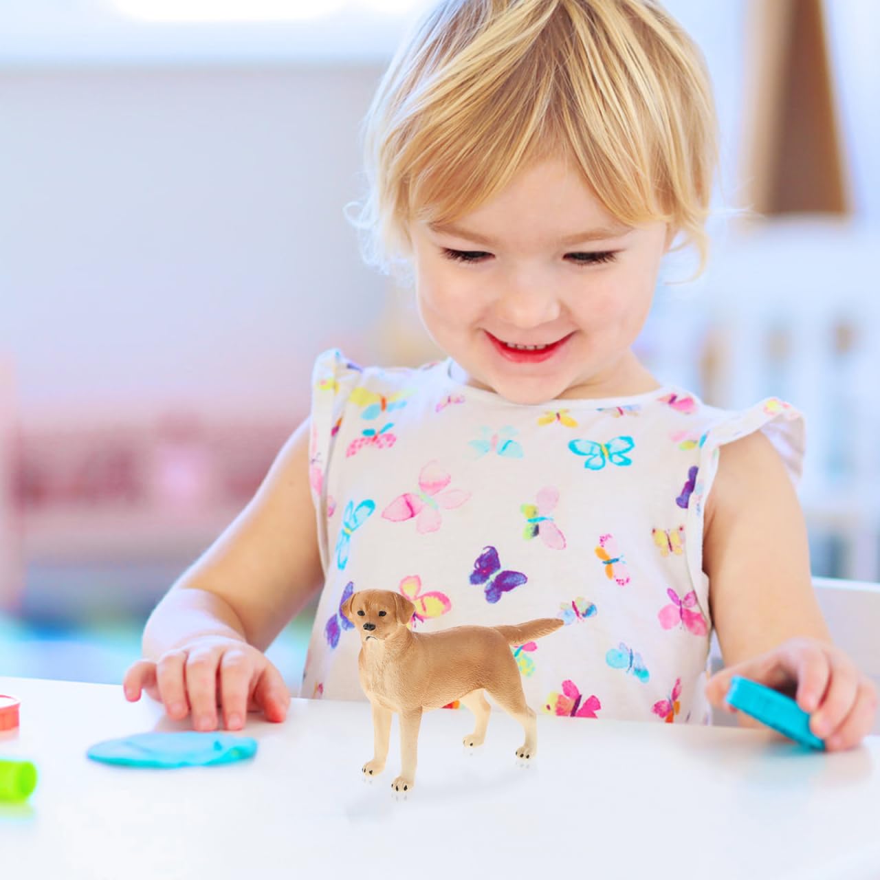 Kisangel Realistic Labrador Dog Figurines Educational Pet Dog Toys for Kids Interactive Play Figures and Home Decoration 4X2.8X1 Inches - Image 2