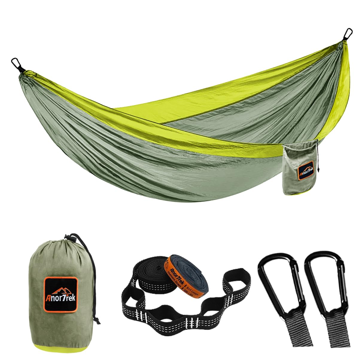 Anortrek Outdoor Hammock 2-Person 300x200 cm [250kg Load Capacity] Ultralight – Camping Accessory with Tree Straps, Breathable Nylon Travel Hammock for Hiking & Garden