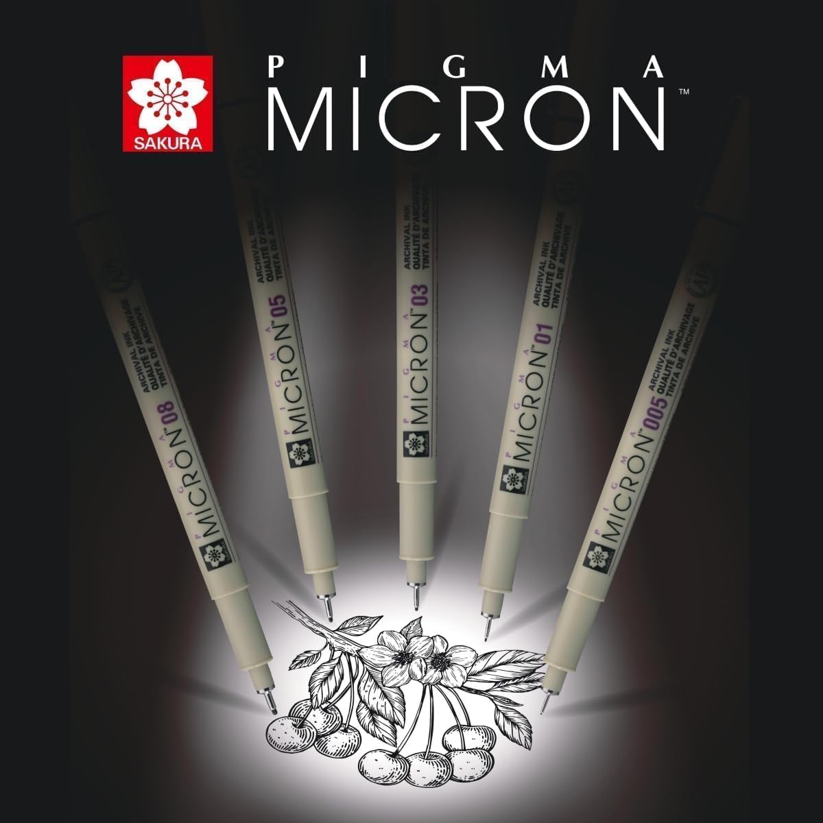 Pigma MICRON Sakura - Set di 9 colori, misura 05 + 1