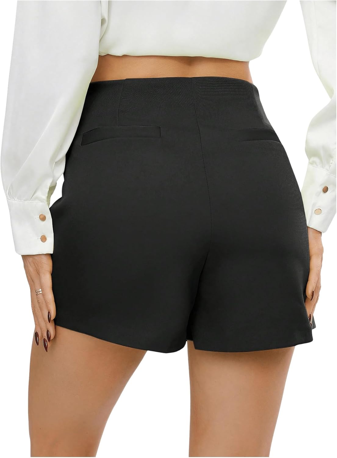 Floerns Women's High Waist Elegant Solid Zipper Fly Business Office Skort Shorts - Image 2