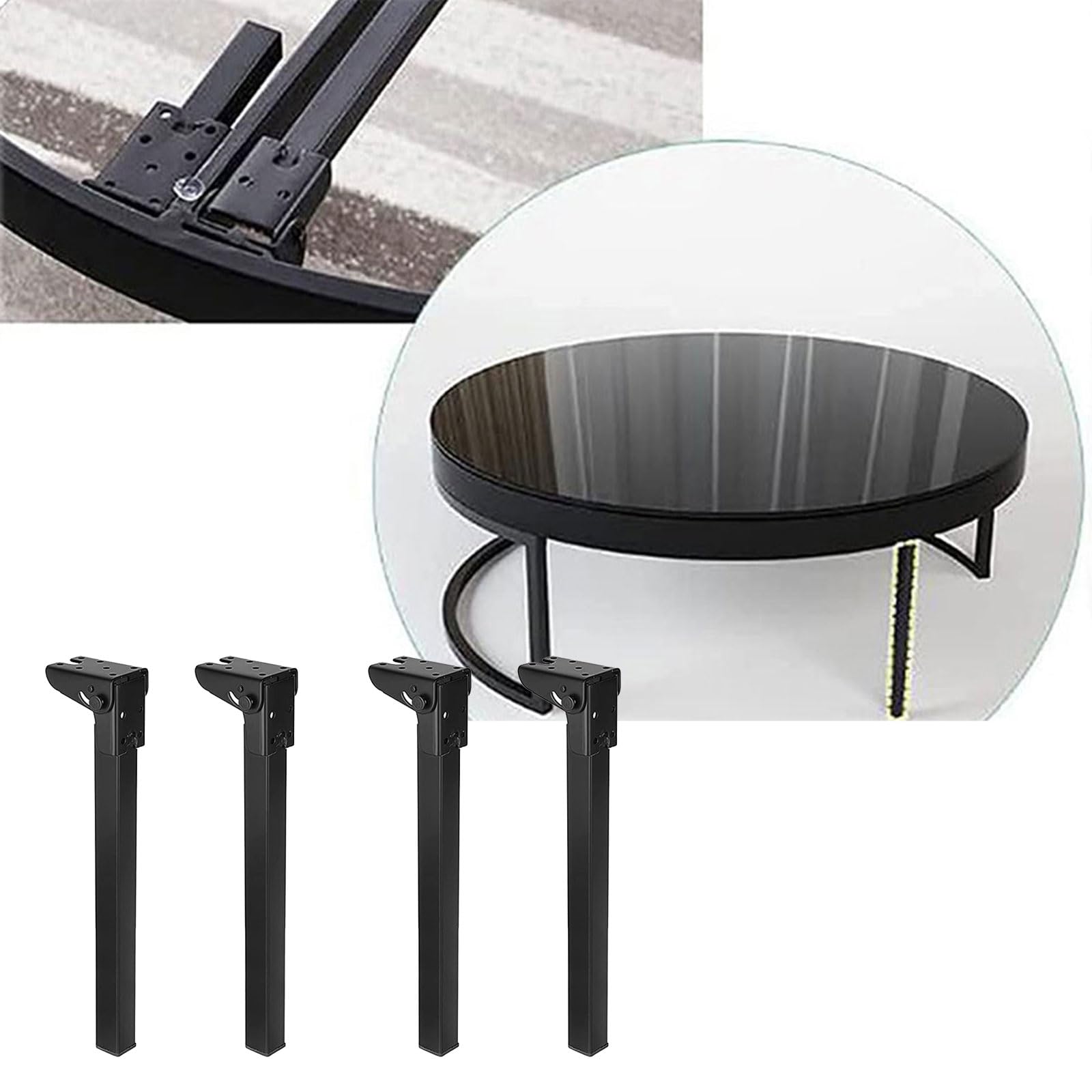 4 gambe da tavolo in metallo resistente, design pieghevole, per ufficio e tavolini da caffè, regolabili, 20/25/30/35 cm, include viti e componenti per postazione di lavoro robusti